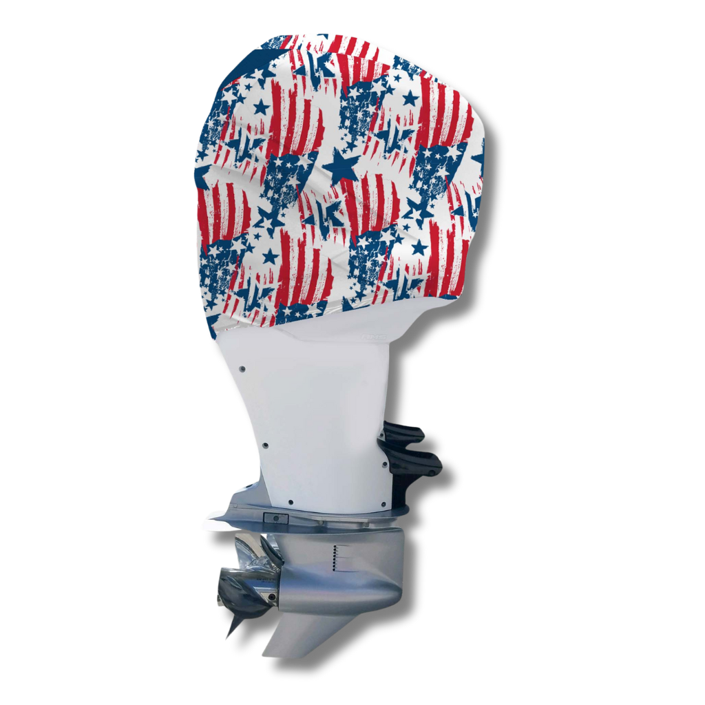 OuterEnvy American Patriot outboard motor cover on Mercury
