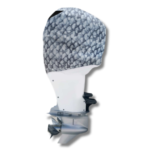 OuterEnvy Grey Fish Scale outboard motor cover on Mercury